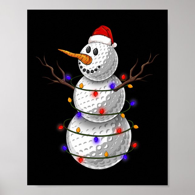 Poster Boneco de Neve de Bola de Golfe Luzes de Natal Bon (Frente)