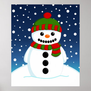 Poster Boneco de Neve de Natal Adorável