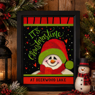 Poster Boneco de Neve de Natal do Lago Deerwood