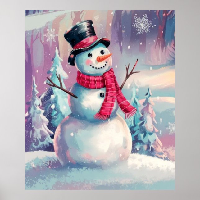 Poster Boneco de Neve e Vibrações de Inverno (Frente)