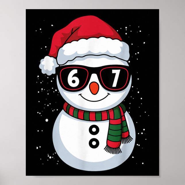 Poster Boneco de Neve Engraçado Seis Sete Natal 67 Meme G (Frente)