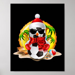 Poster Boneco de Neve Futebol Chapéu de Papai Noel Natal