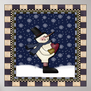 Poster - boneco de neve grande do coração