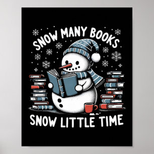Poster Boneco de Neve Lendo Tantos Livros Natal Divertido