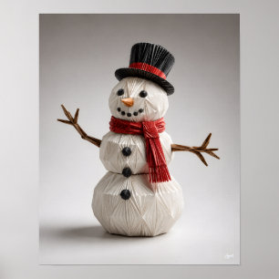 Poster Boneco de Neve Origami com Cachecol
