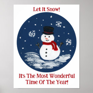 Poster Boneco de Neve Vermelho Tempo Maravilhoso Ano PERS