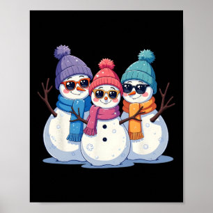 Poster Bonecos de Neve Coloridos Com Óculos de Sol Amigos