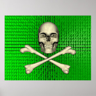 Pôster Bones Cruzados em Binário