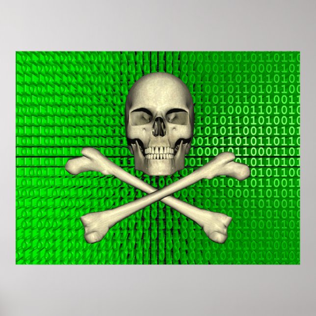 Pôster Bones Cruzados em Binário (Frente)