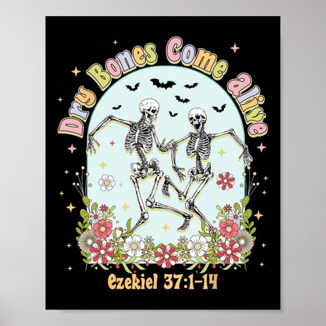 Poster Bones Secos Vêm Vivos Esqueleto Dançando Christian (Frente)