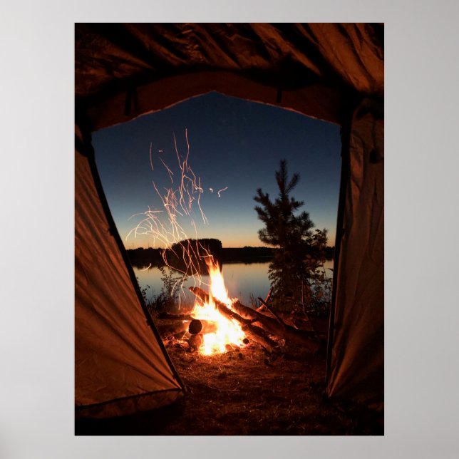 Poster Bonfre perto do corpo de água (Frente)