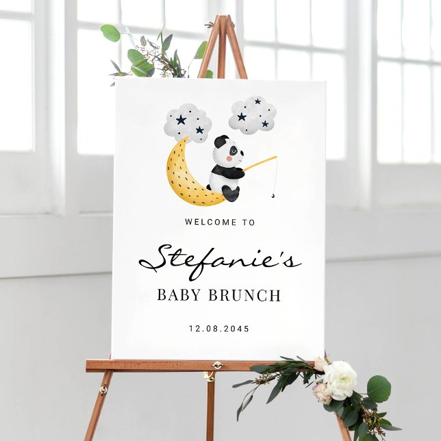 Poster Bonita Aquarela Panda Baby Brunch Bem-Vindo (Criador carregado)