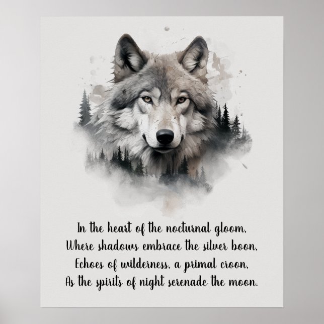 Poster Bonita Cabeça de Lobo e Poema (Frente)