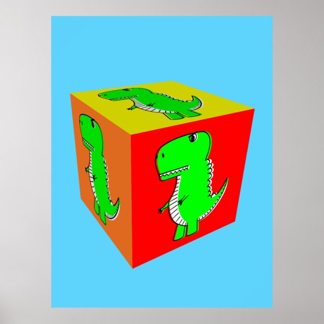 Poster Bonita Cartoon Dino Cube Art (Frente)