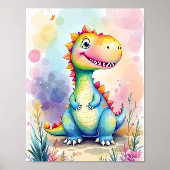 Poster Bonita Cartoon Rainbow Dinossaur Kids (Frente)