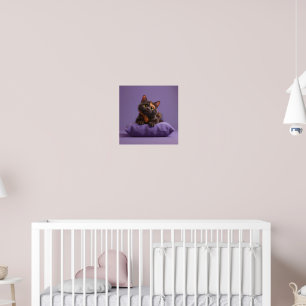 Poster Bonita Cartoon Tortoisesinferno Kitten em Cushio R