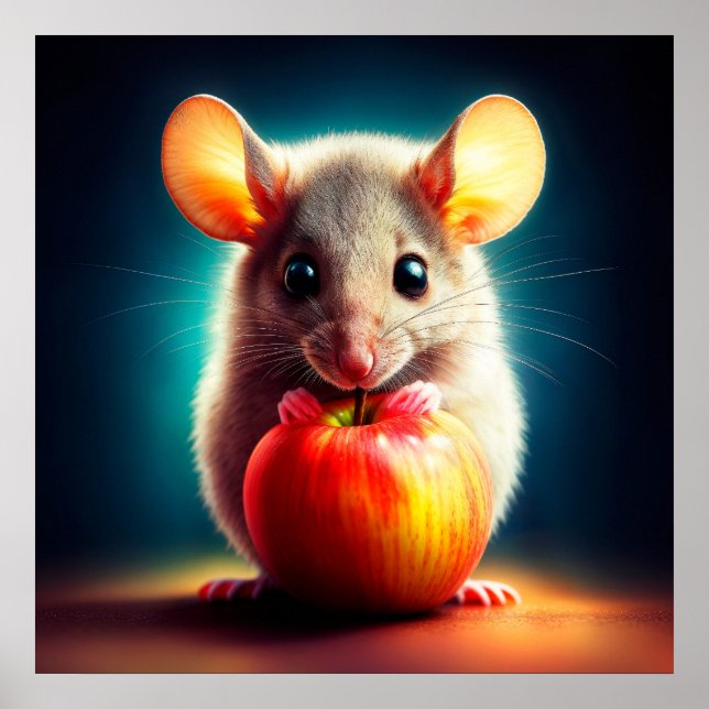 Poster Bonita comida de maçã vermelha de pelúcia de fanta (Frente)