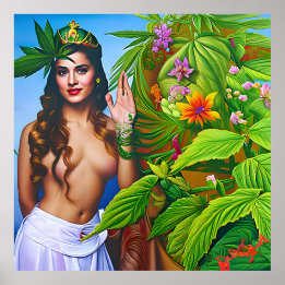 Poster Bonita Deusa de Erva Cósmica Sonhadora