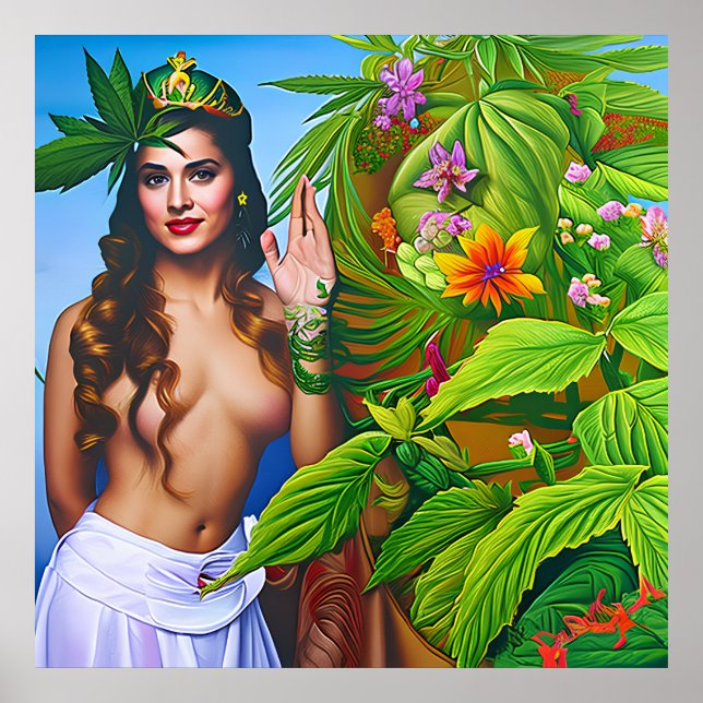 Poster Bonita Deusa de Erva Cósmica Sonhadora (Frente)