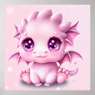 Poster Bonita e Adorável Fantasia Bebê Rosa Chibi