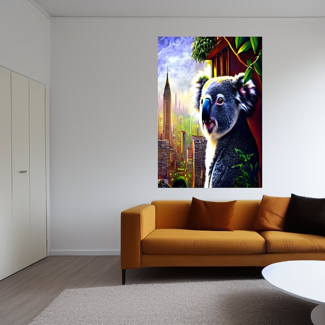 Poster Bonita e adorável Koala na cidade | Arte AI (Criador carregado)