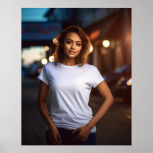 Poster Bonita e adorável modelo de mulher cabeleira