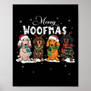 Poster Bonita Feliz Woofmas Dachshund Christmas Dog Reind