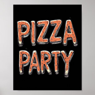 Poster Bonita Festa De Pizza Figurina Para Adultos E Cria