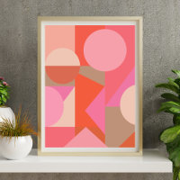 Bonita Forma Geométrica Cor-de-rosa Laranja Parede