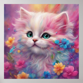 Poster Bonita Gato Branco Fluffy