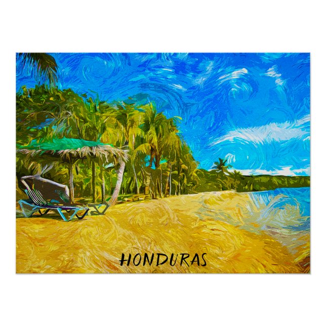 Pôster Bonita Honduras Ocean View Oil Paint (Frente)