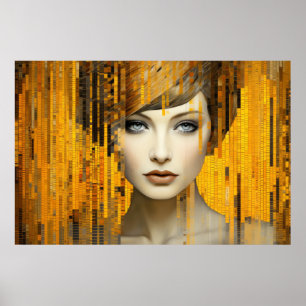 Poster Bonita Mulher Retrato Pintura Decor