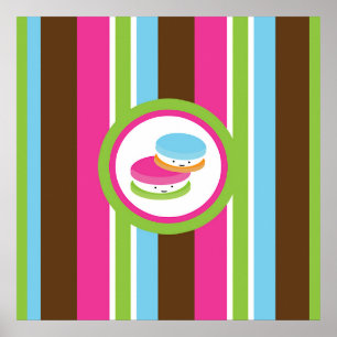Pôster Bonita padaria colorida Macaroons diversão Strike