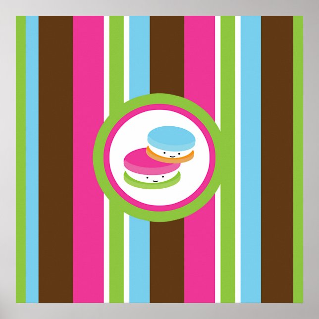 Pôster Bonita padaria colorida Macaroons diversão Strike  (Frente)