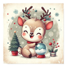 Bonita Reindeer Com Arte De Parede De Crianças De 