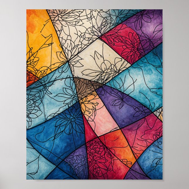 Poster Bonita tinta d'água com flutuação (Frente)