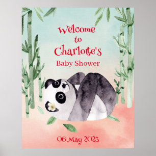 Poster Bonita Tumbing Panda Gênero Chá de fraldas Bem-vin