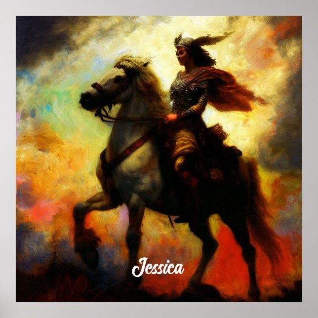 Poster Bonita Valquíria em Horseback (Frente)