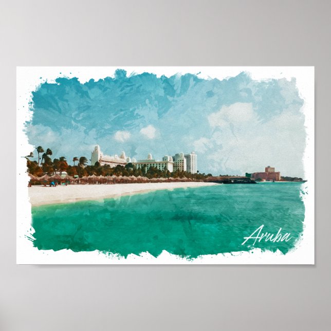 Poster Bonita Viagem de Ilha Tropical de Aruba (Frente)