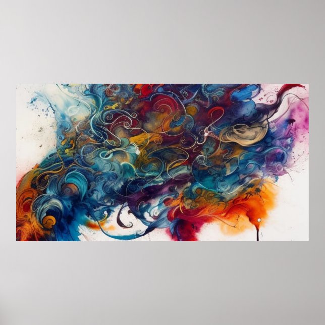 Poster Bonitas Abstrato cores Onda de cores (Frente)