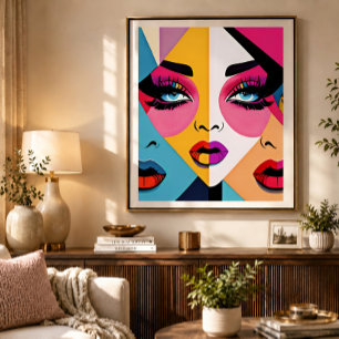 Poster Bonitas Abstrato mulheres diante de uma arte Pop