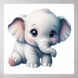 Poster Bonito Adorável Elefante Para Bebê Kawaii