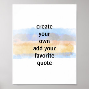 Poster bonito aquarela azul e amarela adiciona uma citaç