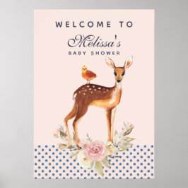 Poster Bonito Aquarela com Chá de fraldas de Flores