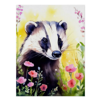 Pôster Bonito Badger Fantasy Art Poster