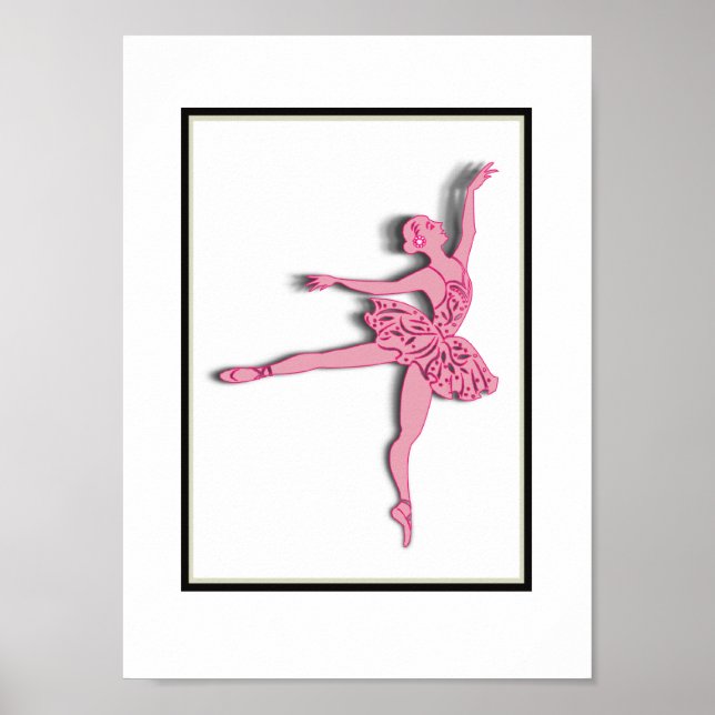 Poster Bonito Ballerina Girls Bedroom Decor Wall Art (Frente)