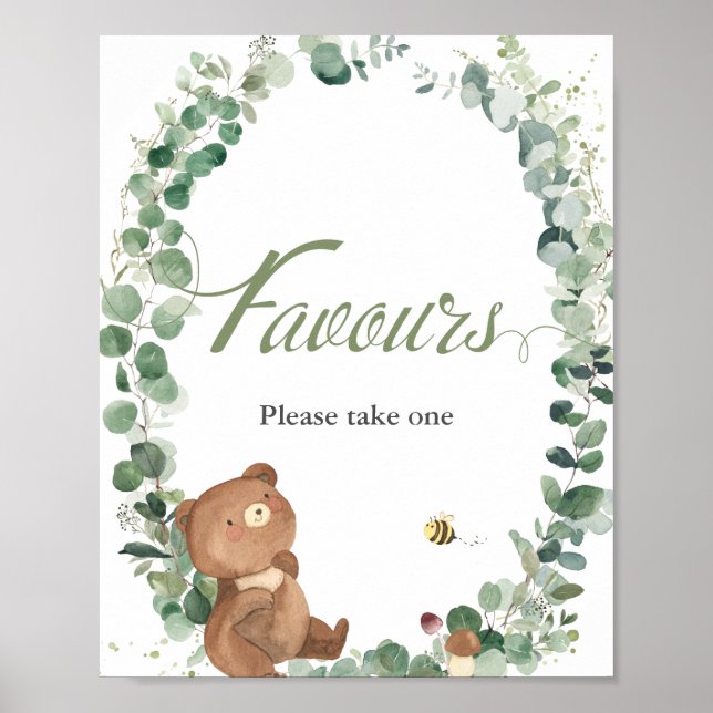 Poster Bonito Bear Urso Verde Favor Tomar Um (Frente)