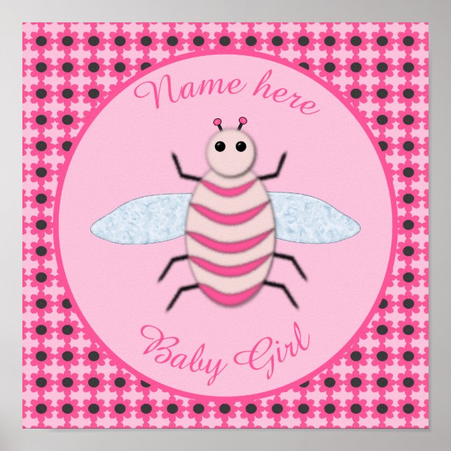 Poster Bonito Bebê Rosa Personalizada (Frente)