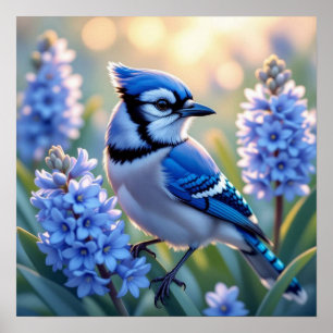 Poster Bonito Blue Jay e Lilacs