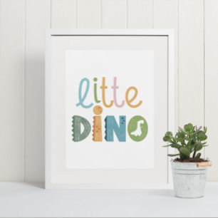 Poster Bonito Boho Pequeno Dinossauro Texto Arte de Muro